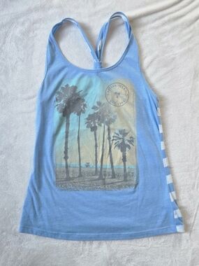 Kavio Light Blue Palm Tree Graphic Racerback Tank